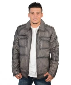 Milwaukee Leather SFM1810 Men's Anthracite Patch Pocket Lambskin Leather Jacket
