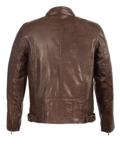 Milwaukee Leather SFM1835 Men's ‘Café Racer’ Brown Leather Jacket With Snap Button Collar Leather Motorcycle Jackets