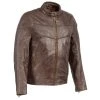 Milwaukee Leather SFM1835 Men's ‘Café Racer’ Brown Leather Jacket With Snap Button Collar Leather Motorcycle Jackets