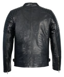 Milwaukee Leather SFM1840 Men's'Quilted' Black Leather Jacket With Snap Button Collar Leather Motorcycle Jackets