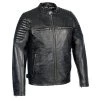 Milwaukee Leather SFM1840 Men's 'Quilted' Black Leather Jacket With Snap Button Collar Leather Motorcycle Jackets