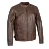 Milwaukee Leather SFM1840 Men's 'Quilted' Brown Leather Jacket With Snap Button Collar