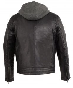 Leather Motorcycle Jackets Milwaukee Leather SFM1845 Men's Black Leather Jacket With Removable Hoodie