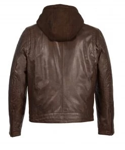 Milwaukee Leather SFM1845 Men's Brown Brown Leather Jacket With Removable Hoodie