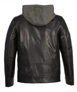 Milwaukee Leather SFM1850 Men's Black Snap Collar Leather Moto Jacket With Removable Hoodie