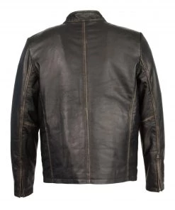 Milwaukee Leather SFM1855 Men's Black Brown Leather Moto Racer Jacket With Throat Latch Leather Motorcycle Jackets