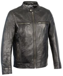 Leather Motorcycle Jackets Milwaukee Leather SFM1865 Men's Black Classic Leather Jacket With Zipper Closure