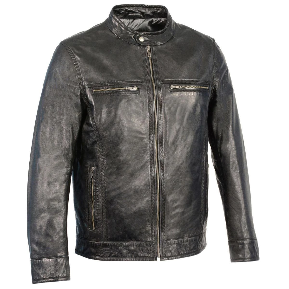 Leather Motorcycle Jackets Milwaukee Leather SFM1865 Men's Black Classic Leather Jacket With Zipper Closure