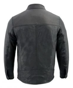 Leather Motorcycle Jackets Milwaukee Leather SFM1866 Men's Classic Black Moto Leather Jacket With Zipper Front
