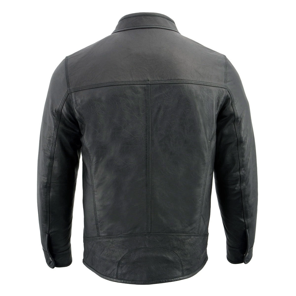 Leather Motorcycle Jackets Milwaukee Leather SFM1866 Men's Classic Black Moto Leather Jacket With Zipper Front