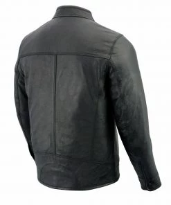 Leather Motorcycle Jackets Milwaukee Leather SFM1866 Men's Classic Black Moto Leather Jacket With Zipper Front