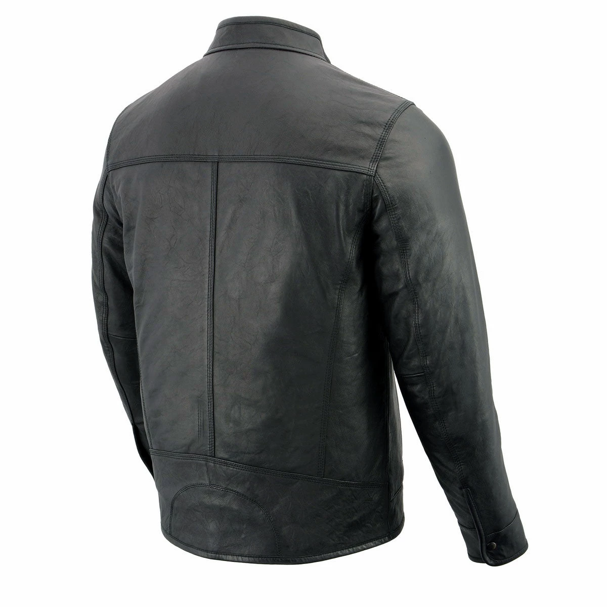 Leather Motorcycle Jackets Milwaukee Leather SFM1866 Men's Classic Black Moto Leather Jacket With Zipper Front