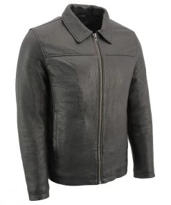 Leather Motorcycle Jackets Milwaukee Leather SFM1875 Men's New Zealand Lambskin Leather With Shirt Style Collar