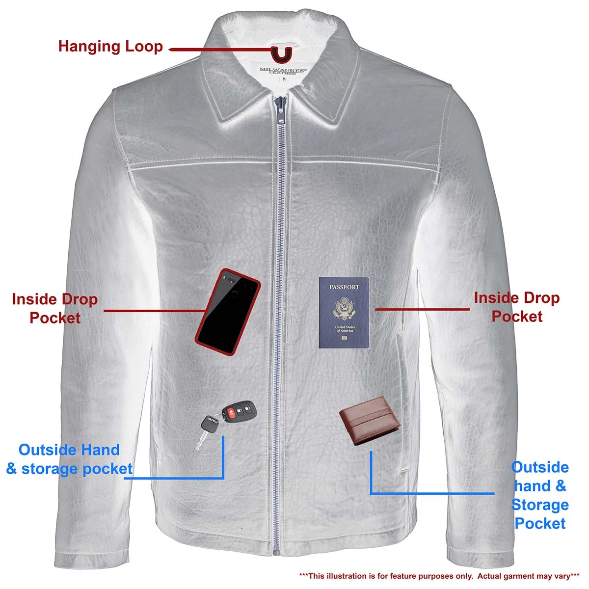 Leather Motorcycle Jackets Milwaukee Leather SFM1875 Men's New Zealand Lambskin Leather With Shirt Style Collar