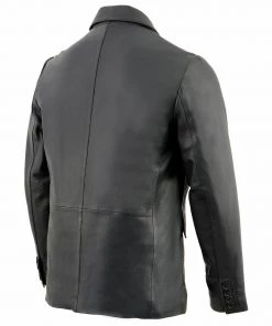 Milwaukee Leather SFM1880 Men's Black 2-Button Closure Car Coat Blazer Leather Jacket Leather Motorcycle Jackets