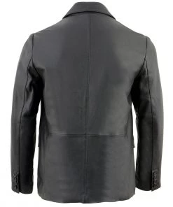 Milwaukee Leather SFM1880 Men's Black 2-Button Closure Car Coat Blazer Leather Jacket Leather Motorcycle Jackets