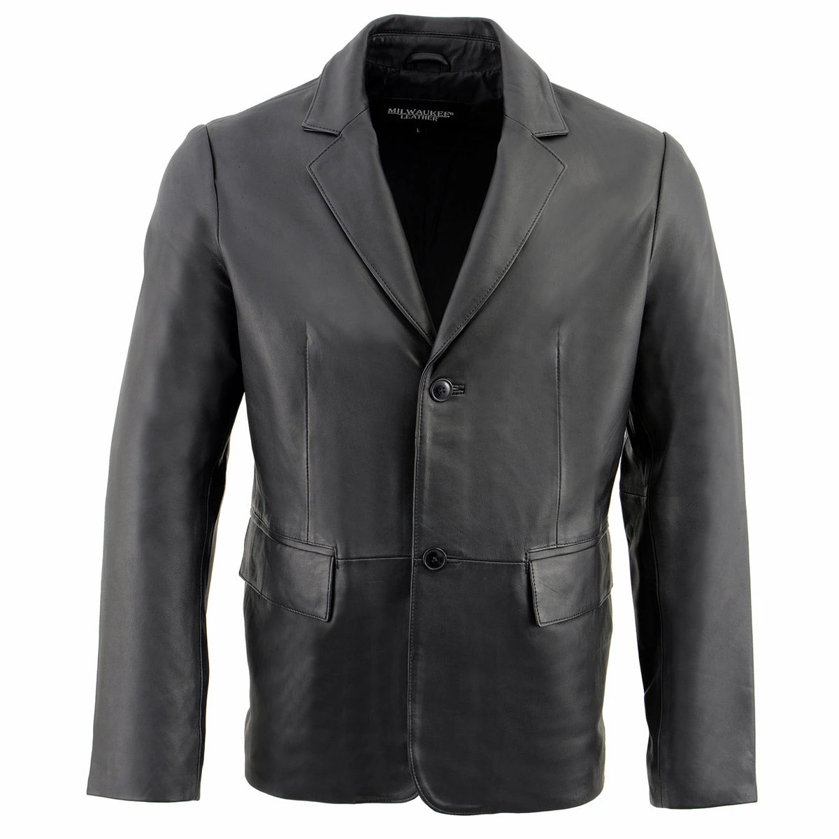 Milwaukee Leather SFM1880 Men's Black 2-Button Closure Car Coat Blazer Leather Jacket Leather Motorcycle Jackets