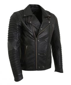 Milwaukee Leather SFM1885 Men's Black Leather Fashion Jacket With Piping Design