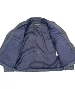 Milwaukee Leather SFM1890 Men's Blue Leather Classic Moto Leather Jacket