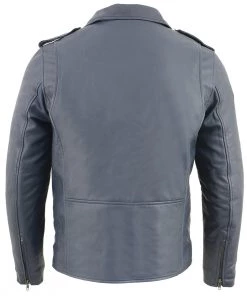 Milwaukee Leather SFM1890 Men's Blue Leather Classic Moto Leather Jacket