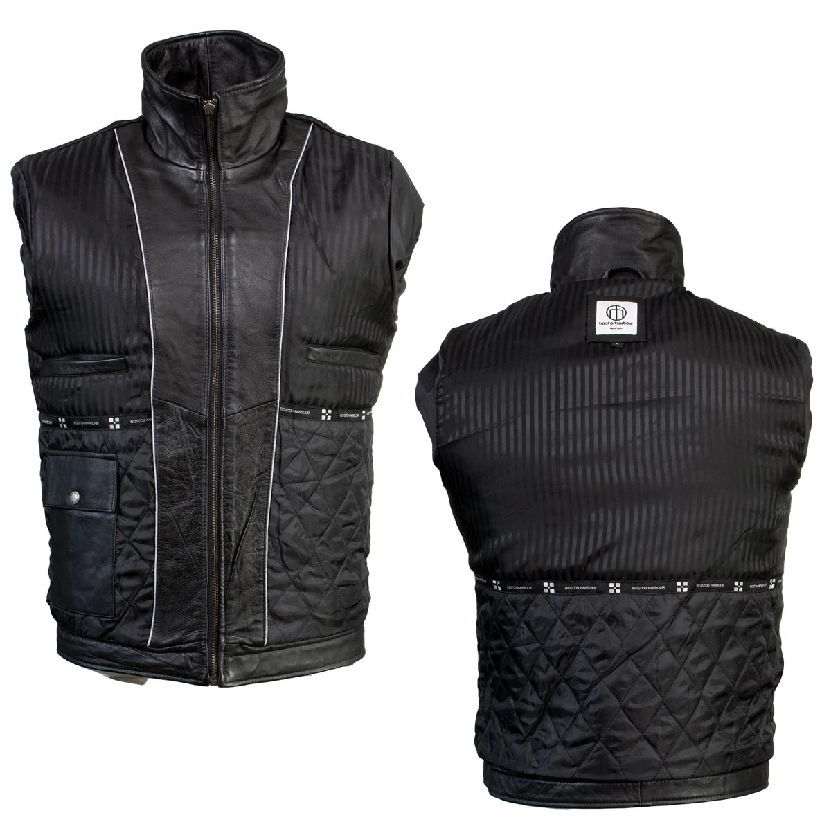 Leather Motorcycle Jackets Boston Harbour 2.0 Men's Black New Zealand Lamb Leather Fashion Car Coat Jacket