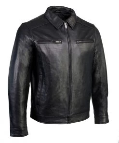 Boston Harbour 1.0 Men's Black New Zealand Lamb Leather Fashion Car Coat Jacket