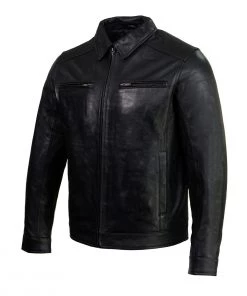 Boston Harbour 1.0 Men's Black New Zealand Lamb Leather Fashion Car Coat Jacket