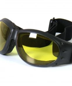 Hot Leathers SGG1007 Eliminator Style Motorcycle Riding Goggles With Yellow Lenses