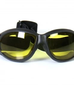 Hot Leathers SGG1007 Eliminator Style Motorcycle Riding Goggles With Yellow Lenses