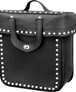 Xelement X-582 Large Black PVC Sissy Bar Bag With Studs And Carry Handle