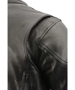 Leather Motorcycle Jackets Milwaukee Leather SH1010 Men's'Scooter' Black Vented Leather Jacket With Side Laces