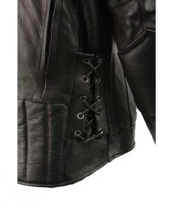 Leather Motorcycle Jackets Milwaukee Leather SH1010 Men's'Scooter' Black Vented Leather Jacket With Side Laces