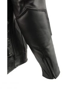 Leather Motorcycle Jackets Milwaukee Leather SH1010 Men's'Scooter' Black Vented Leather Jacket With Side Laces