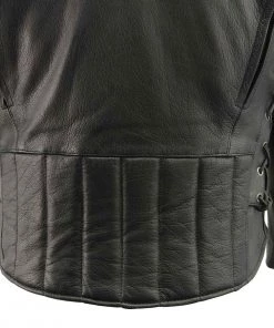 Leather Motorcycle Jackets Milwaukee Leather SH1010 Men's'Scooter' Black Vented Leather Jacket With Side Laces