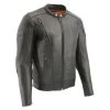 Leather Motorcycle Jackets Milwaukee Leather SH1010 Men's Tall Sizes 'Scooter' Black Vented Leather Jacket With Side Laces