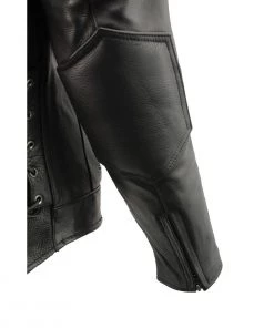 Leather Motorcycle Jackets Milwaukee Leather SH1010 Men's Tall Sizes'Scooter' Black Vented Leather Jacket With Side Laces