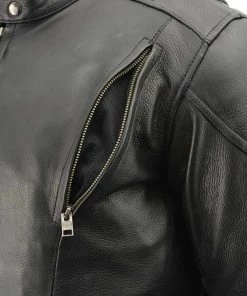 Leather Motorcycle Jackets Milwaukee Leather SH1010 Men's Tall Sizes'Scooter' Black Vented Leather Jacket With Side Laces