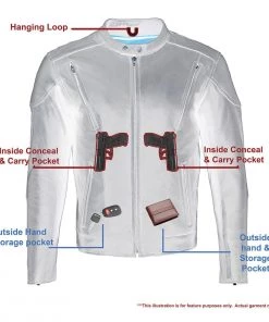 Leather Motorcycle Jackets Milwaukee Leather SH1010 Men's Tall Sizes'Scooter' Black Vented Leather Jacket With Side Laces