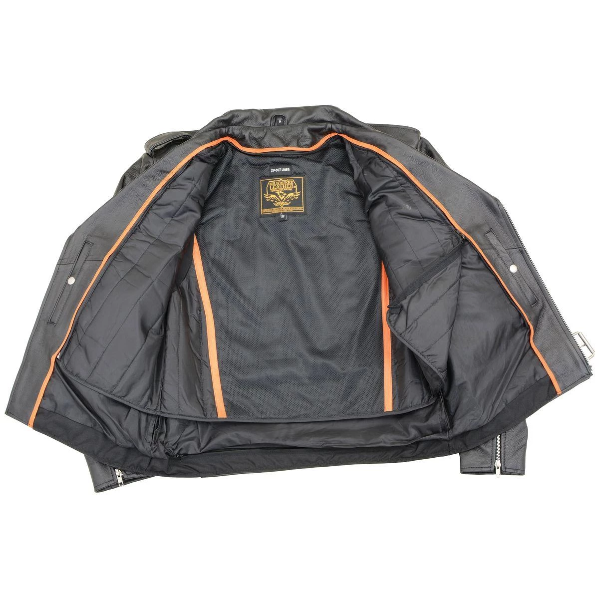 Milwaukee Leather SH1011 Men's Classic Side Lace Police Style Motorcycle Leather Jacket