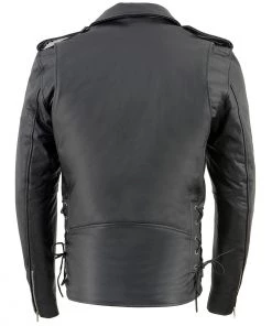 Milwaukee Leather SH1011 Tall Men's Classic Side Lace Police Style Motorcycle Leather Jacket