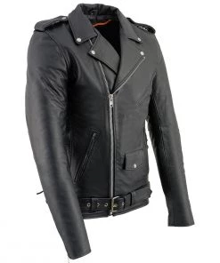 Milwaukee Leather SH1011 Tall Men's Classic Side Lace Police Style Motorcycle Leather Jacket