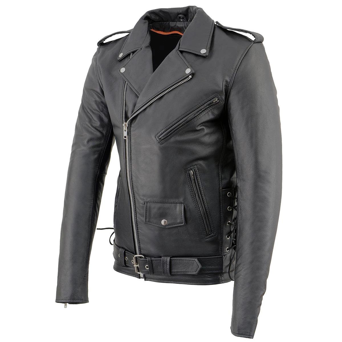 Milwaukee Leather SH1011 Tall Men's Classic Side Lace Police Style Motorcycle Leather Jacket