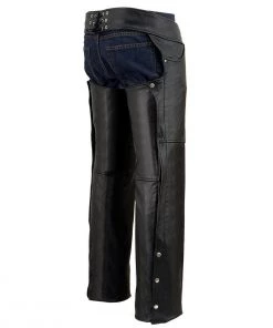 Motorcycle Pants & Chaps Milwaukee Leather SH1101 Men's Black Classic Leather Chaps With Jean Pockets