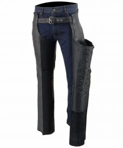 Motorcycle Pants & Chaps Milwaukee Leather SH1115 Men's Black Classic Fully Lined Leather Chaps