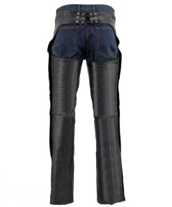 Motorcycle Pants & Chaps Milwaukee Leather SH1115 Men's Black Classic Fully Lined Leather Chaps