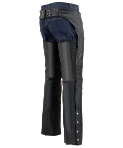 Motorcycle Pants & Chaps Milwaukee Leather SH1115 Men's Black Classic Fully Lined Leather Chaps