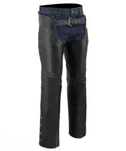 Motorcycle Pants & Chaps Milwaukee Leather SH1115 Men's Black Classic Fully Lined Leather Chaps