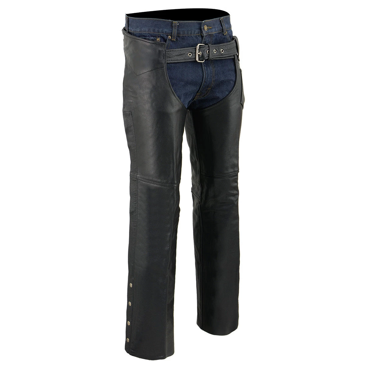 Motorcycle Pants & Chaps Milwaukee Leather SH1115 Men's Black Classic Fully Lined Leather Chaps