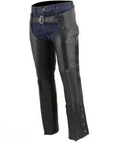 Motorcycle Pants & Chaps Milwaukee Leather SH1115 Men's Black Classic Fully Lined Leather Chaps