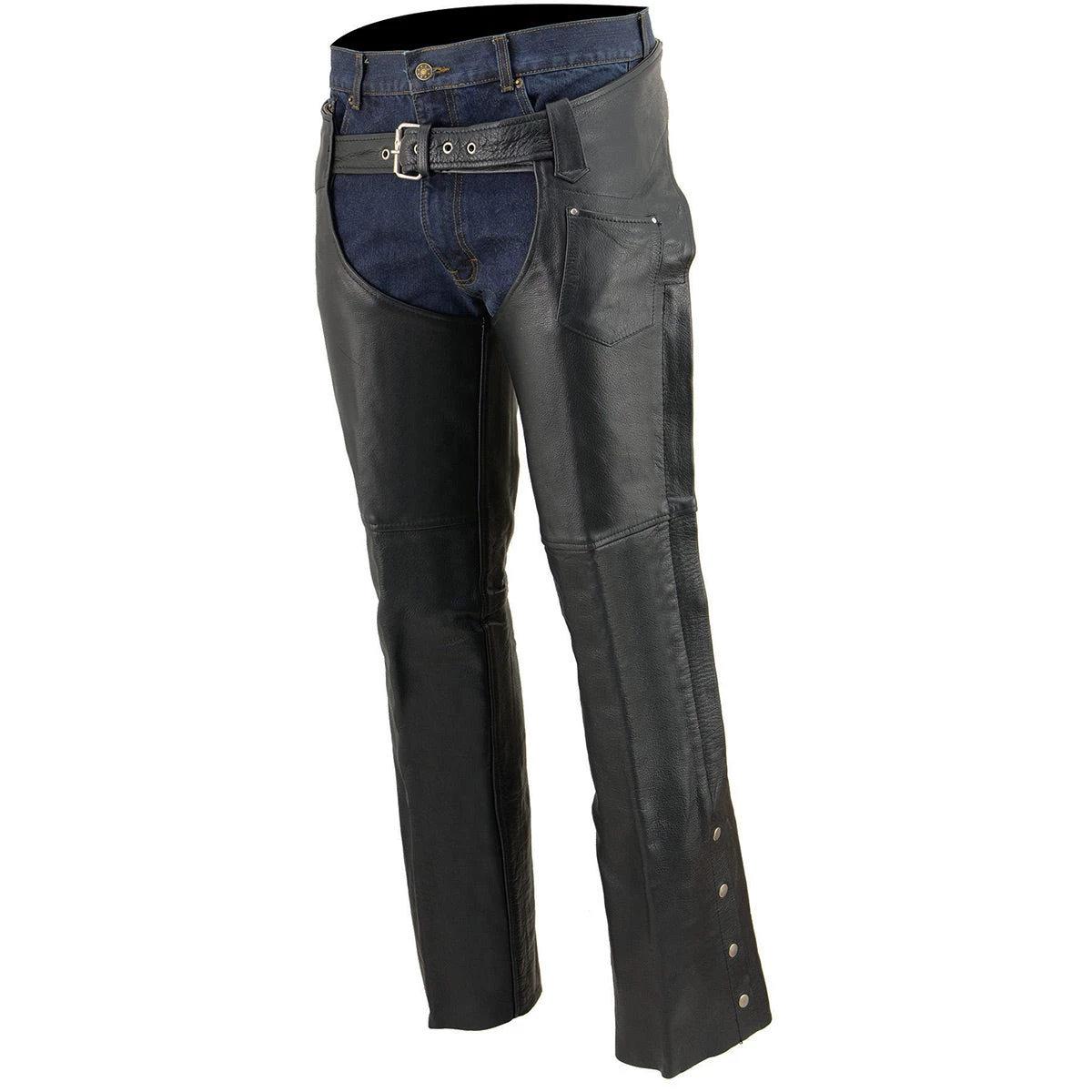 Motorcycle Pants & Chaps Milwaukee Leather SH1115 Men's Black Classic Fully Lined Leather Chaps